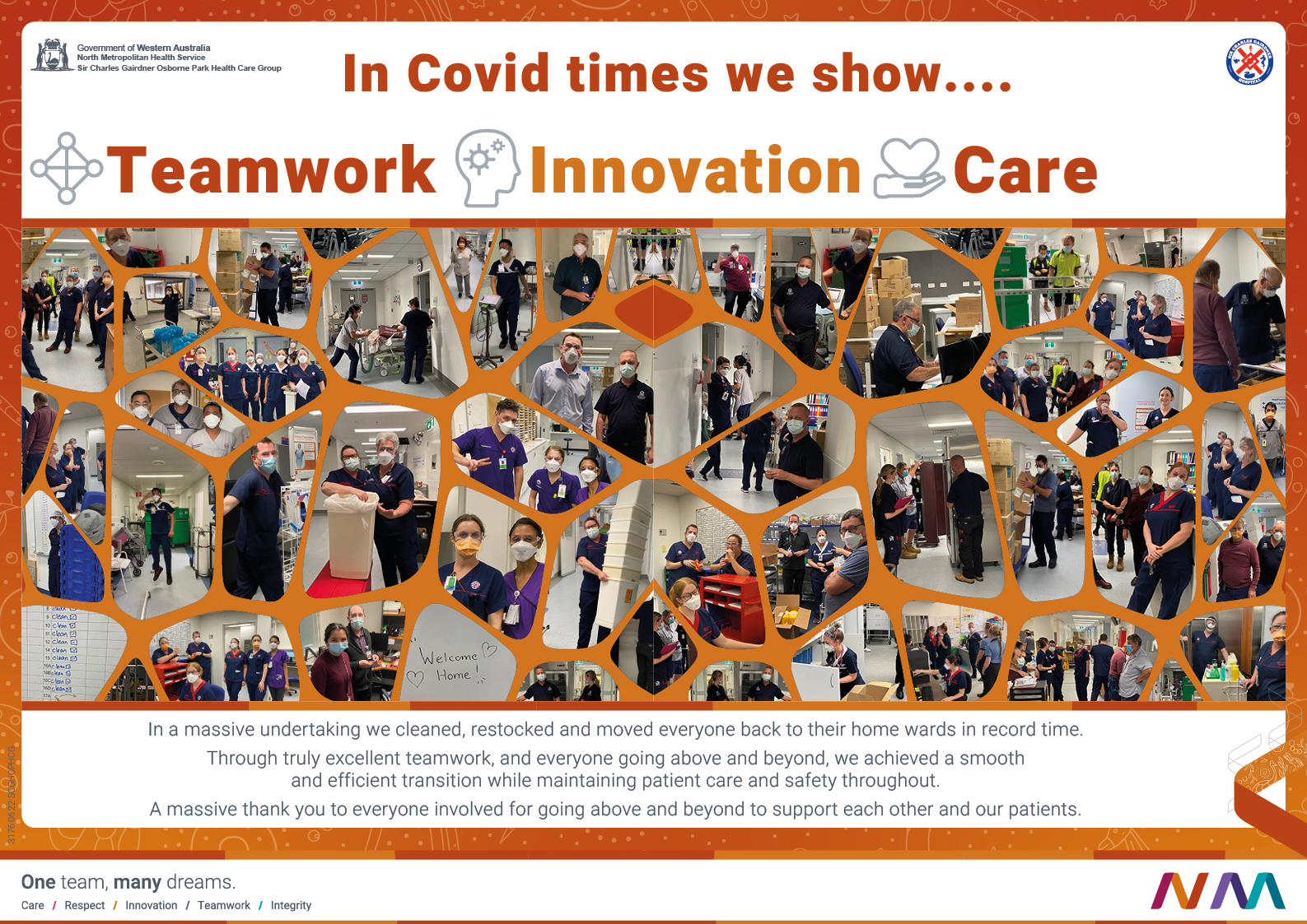 In Covid times we show.... Teamwork, Innovation, Care