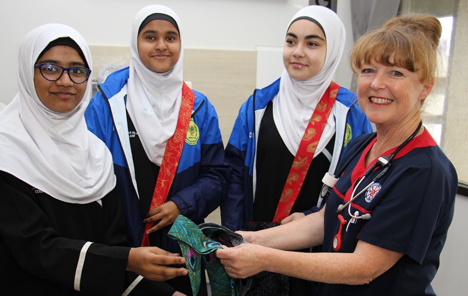 Students from the Australian Islamic College with SSU Clinical Nurse Gill Groom.