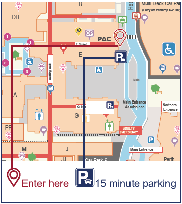 Map showing the Patient Appliance Centre (PAC)