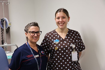 Two health professionas from the Symptom and Urgent Review Clinic (SURC) team